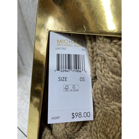 MICHAEL KORS 2 Piece Set Knit Brown Scarf Hat BRAND NWT MSRP $98 Beanie - Picture 2 of 6